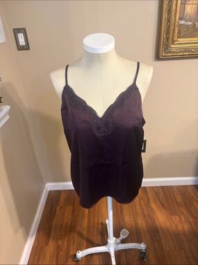 Express Satin Lace Cami in Plum